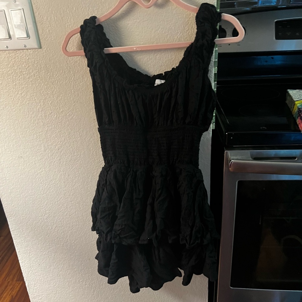 Princess Polly Black Ruffled Tiered Tank Top